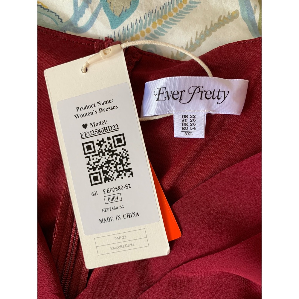 Ever Pretty Merlot A-Line Flowy Floral Beaded Chiffon Formal Dress NWT / 22 - Picture 10 of 16